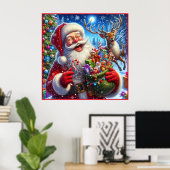 Weihnachtsmann und Reindeer Poster (Heimbüro)