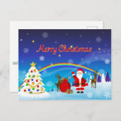 Weihnachtsmann und Reindeer Postkarte (Vorne/Hinten)