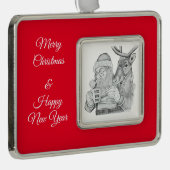 Weihnachtsmann und Reindeer Rahmen-Ornament Silber (Rechts)