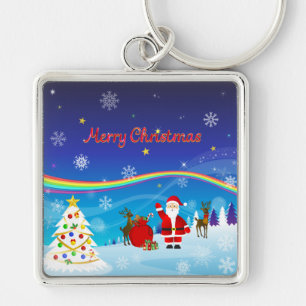 Weihnachtsmann und Reindeer Schlüsselanhänger