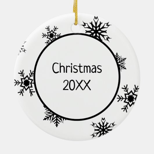 Weihnachtsmann und Reindeer Schneeflocken Weihnach Keramik Ornament (Hinten)