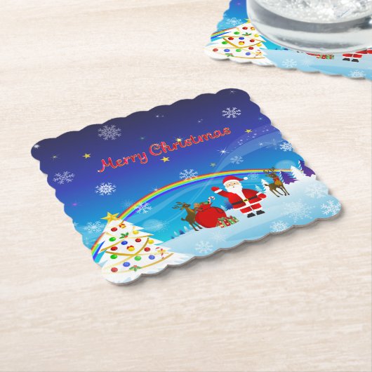 Weihnachtsmann und Reindeer Untersetzer (angewinkelt)
