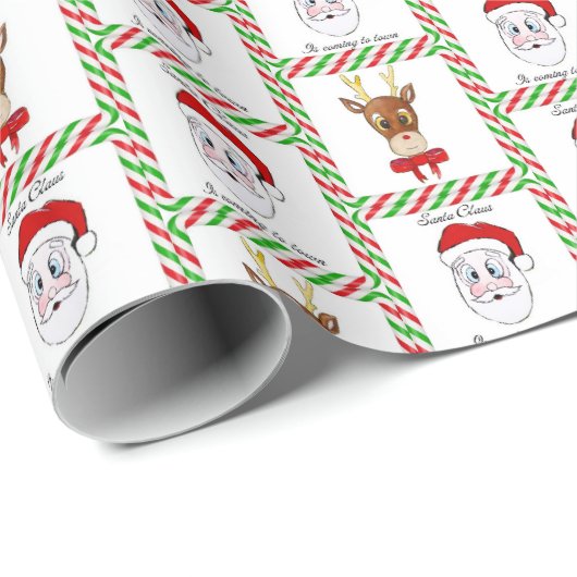 Weihnachtsmann und Reindeer Weihnachtswrapping Pap Geschenkpapier (Rolleneckpunkt)