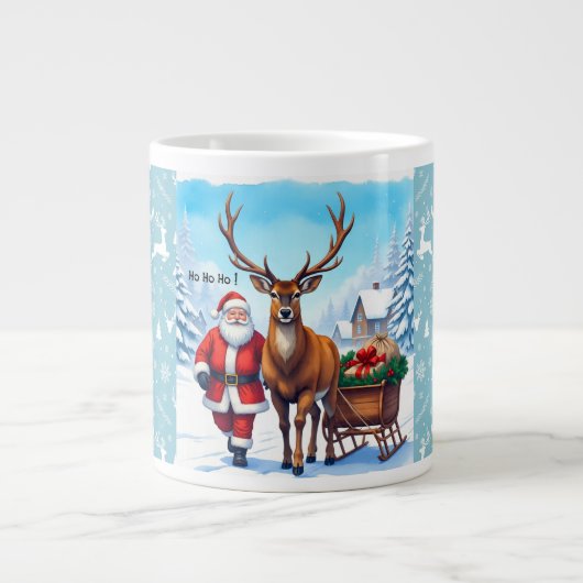 Weihnachtsmann und Reindeers Weihnachtsreise Jumbo-Tasse (Vorderseite)