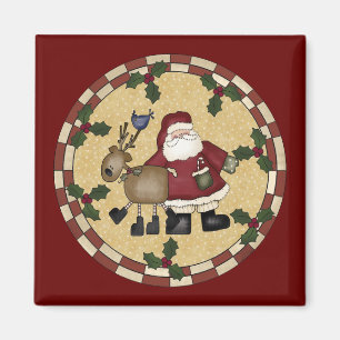 Weihnachtsmann- und Ren-Weihnachtsmagnet Magnet