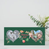 Weihnachtsmann und Rentier 2 Fotos Gruß (Stehend Vorderseite)