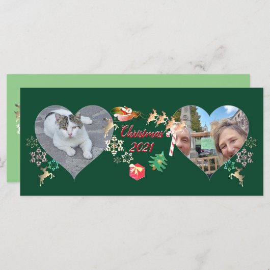 Weihnachtsmann und Rentier 2 Fotos Gruß (Vorne/Hinten)