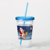 Weihnachtsmann und Rentier Acryltrinkbecher (Rückseite)