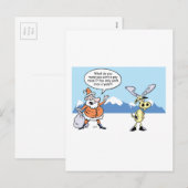 Weihnachtsmann und Rentier am Cartoon Feiertagspostkarte (Vorne/Hinten)