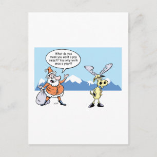 Weihnachtsmann und Rentier am Cartoon Feiertagspostkarte