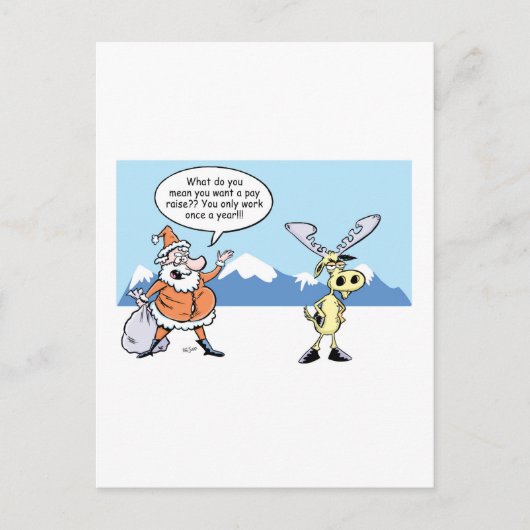 Weihnachtsmann und Rentier am Cartoon Feiertagspostkarte (Vorderseite)