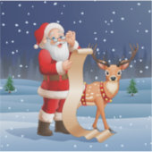 Weihnachtsmann und Rentier Aufkleber (Vorderseite)