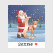 Weihnachtsmann und Rentier Aufkleber (Blatt)