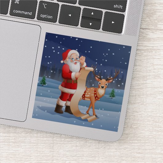 Weihnachtsmann und Rentier Aufkleber (Detail)