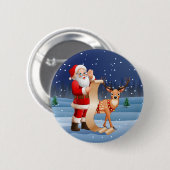 Weihnachtsmann und Rentier Button (Vorne & Hinten)