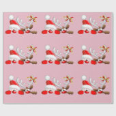 Weihnachtsmann und Rentier-Cartoon Geschenkpapier (Flach)