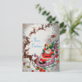 Weihnachtsmann und Rentier Feiertagskarte (Stehend Vorderseite)