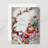 Weihnachtsmann und Rentier Feiertagskarte (Vorne/Hinten)