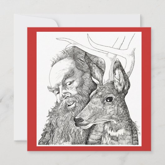 Weihnachtsmann und Rentier Feiertagskarte (Vorderseite)