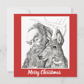 Weihnachtsmann und Rentier Feiertagskarte