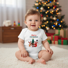 Weihnachtsmann und Rentier Festliche Weihnachten Baby Strampler