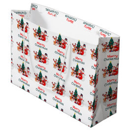 Weihnachtsmann und Rentier Festliche Weihnachten Große Geschenktüte