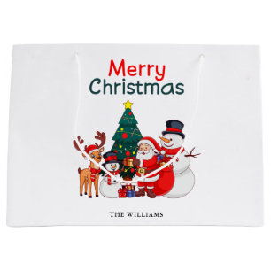 Weihnachtsmann und Rentier Festliche Weihnachten Große Geschenktüte
