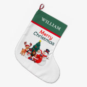 Weihnachtsmann und Rentier Festliche Weihnachten Großer Weihnachtsstrumpf (Vorderansicht (hängend))