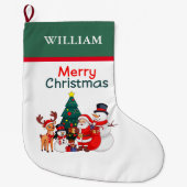 Weihnachtsmann und Rentier Festliche Weihnachten Großer Weihnachtsstrumpf (Vorderseite)