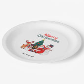 Weihnachtsmann und Rentier Festliche Weihnachten Pappteller (Schrägansicht)