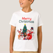 Weihnachtsmann und Rentier Festliche Weihnachten T-Shirt (Vorderseite)