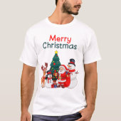 Weihnachtsmann und Rentier Festliche Weihnachten T-Shirt (Vorderseite)