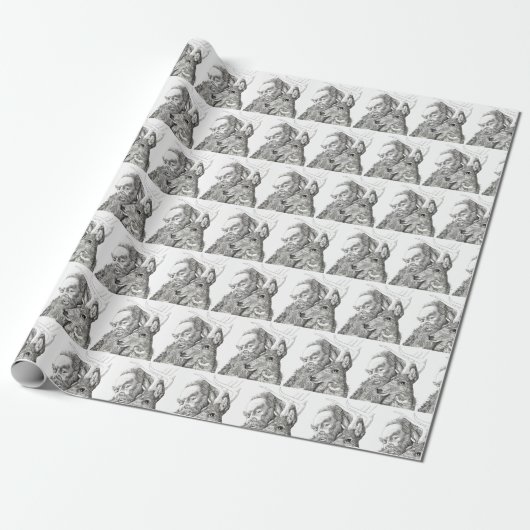 Weihnachtsmann und Rentier Geschenkpapier (Ungerollt)