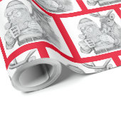 Weihnachtsmann und Rentier Geschenkpapier (Rolleneckpunkt)