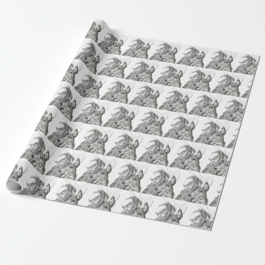 Weihnachtsmann und Rentier Geschenkpapier (Ungerollt)