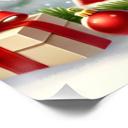 Weihnachtsmann und Rentier im SnowyChristmas Poster (Ecke)