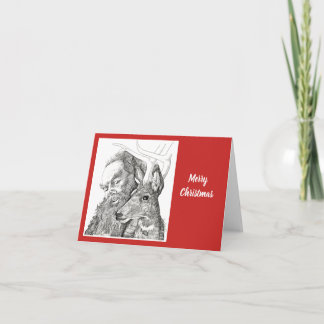 Weihnachtsmann und Rentier Karte