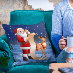 Weihnachtsmann und Rentier Kissen