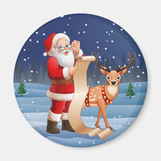 Weihnachtsmann und Rentier Magnet (Vorne)