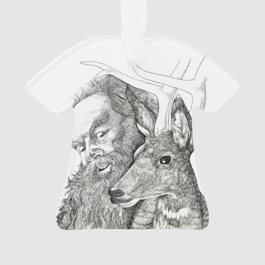 Weihnachtsmann und Rentier Ornament (Vorderseite)