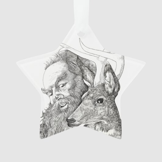 Weihnachtsmann und Rentier Ornament (Vorderseite)