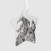 Weihnachtsmann und Rentier Ornament (Vorderseite)