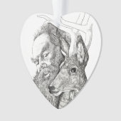 Weihnachtsmann und Rentier Ornament (Vorderseite)