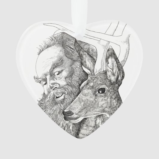 Weihnachtsmann und Rentier Ornament (Vorderseite)