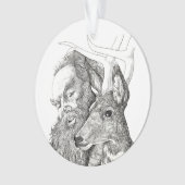 Weihnachtsmann und Rentier Ornament (Vorderseite)