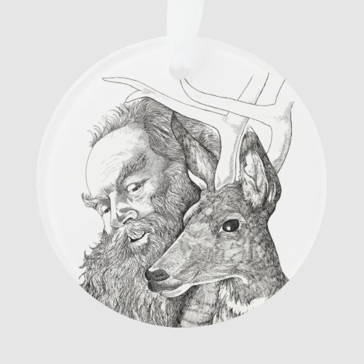 Weihnachtsmann und Rentier Ornament (Vorderseite)