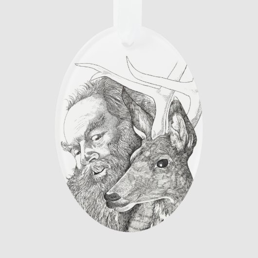 Weihnachtsmann und Rentier Ornament (Vorderseite)