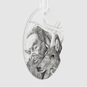 Weihnachtsmann und Rentier Ornament (Vorderseite)
