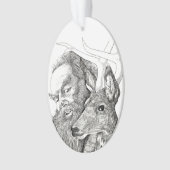 Weihnachtsmann und Rentier Ornament (Vorderseite)