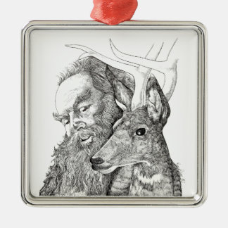Weihnachtsmann und Rentier Ornament Aus Metall